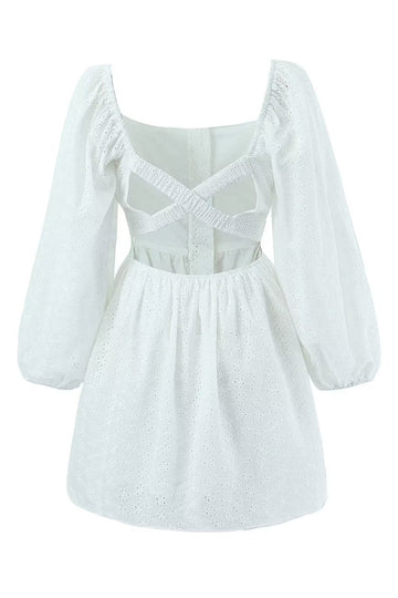 Vestido de graduación corto corto de manga larga blanco